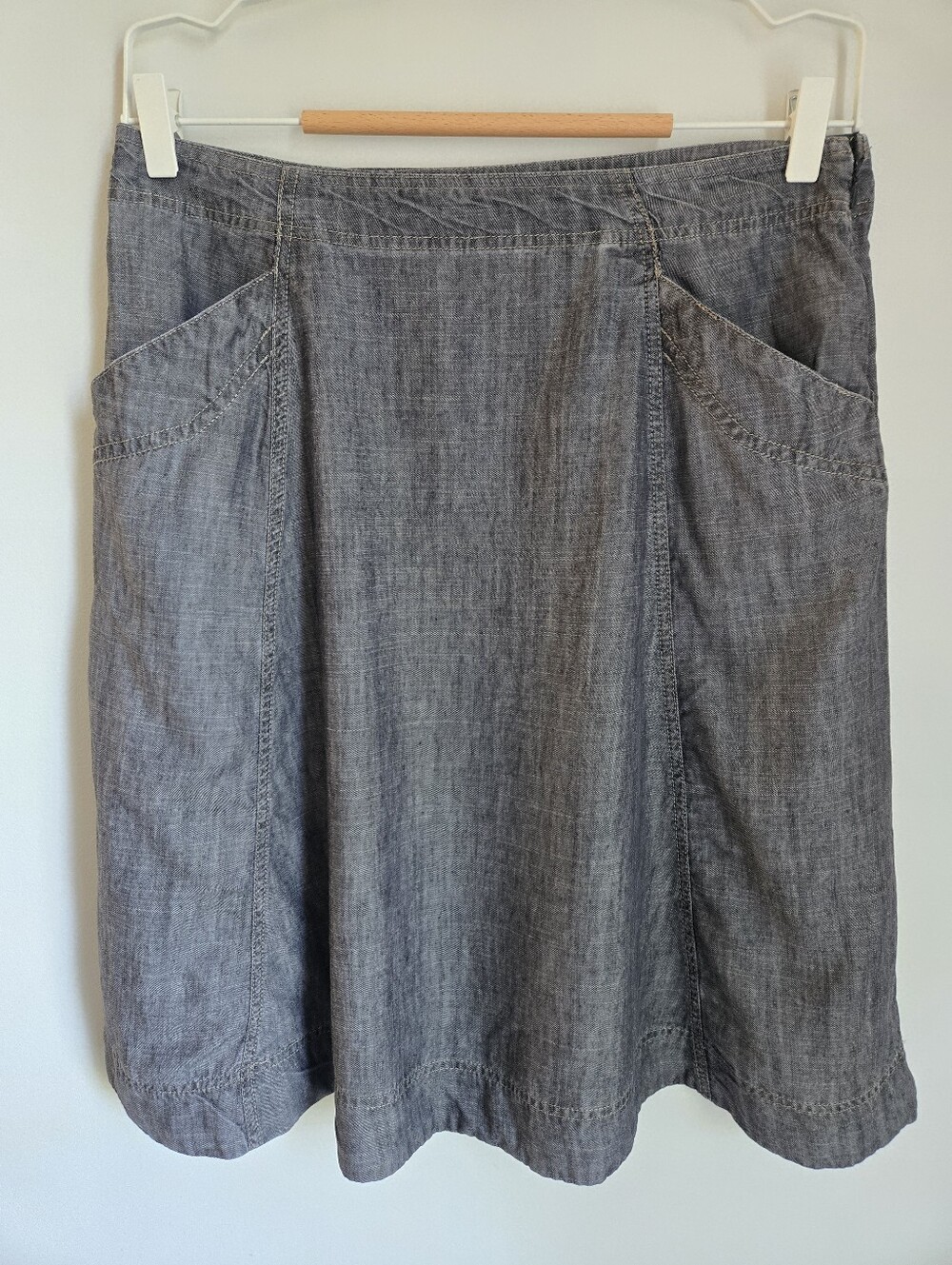 L.L. BEAN Women's Gray A-Line Linen-Blend Skirt